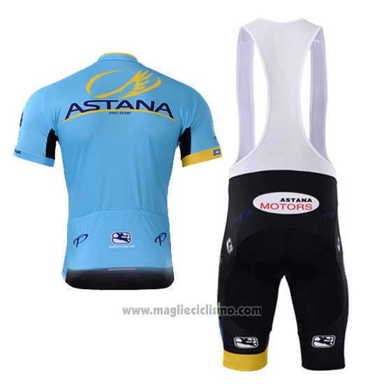 2017 Abbigliamento Ciclismo Astana Blu Manica Corta e Salopette